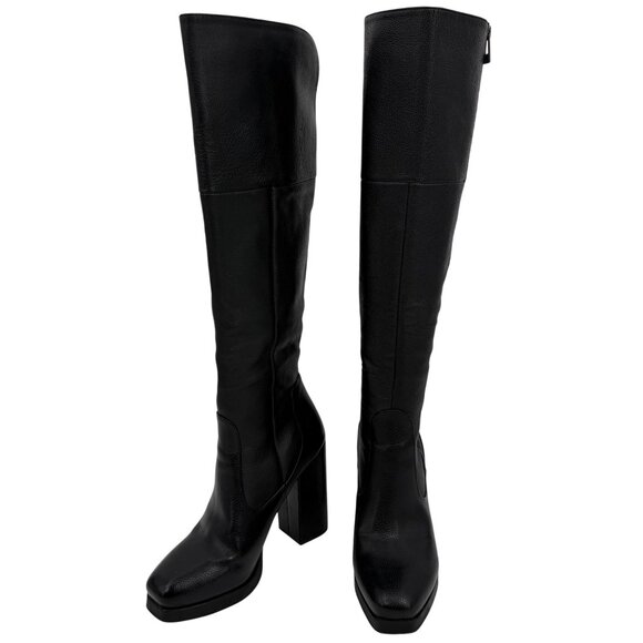 Circus Sam Edelman Black Leather Knee High Platform Boots • Y2K Goth Baddie Edgy - Picture 12 of 16